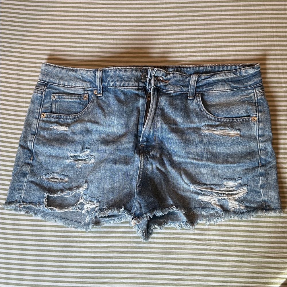American Eagle Outfitters Distressed Light Blue Denim Shorts